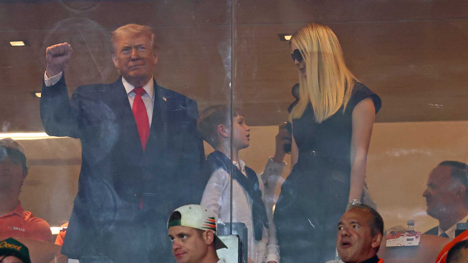 United States President Donald Trump (left) and Ivanka Trump (right) before the College Football Playoff National Championship game at Hard Rock Stadium.
