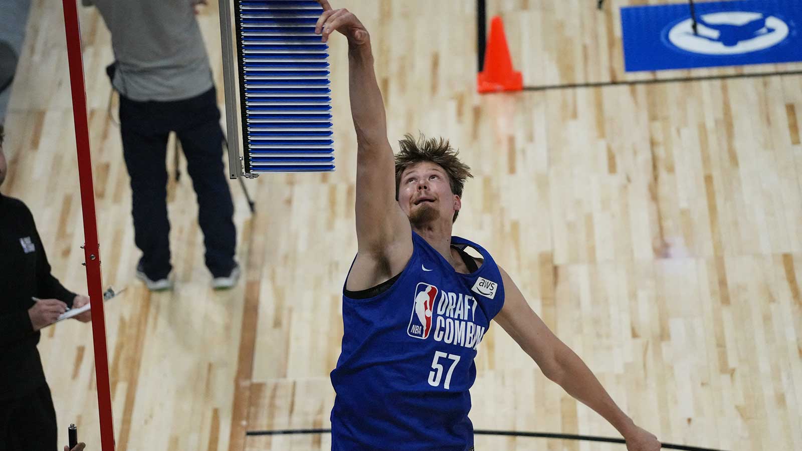 Henri Veesaar participates in the 2026 NBA Draft Combine at Wintrust Arena. 
