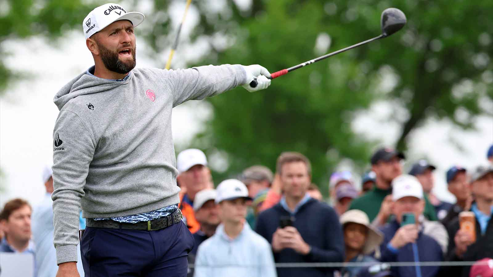 Remorseful Jon Rahm divot strikes volunteer in the face at PGA Championship