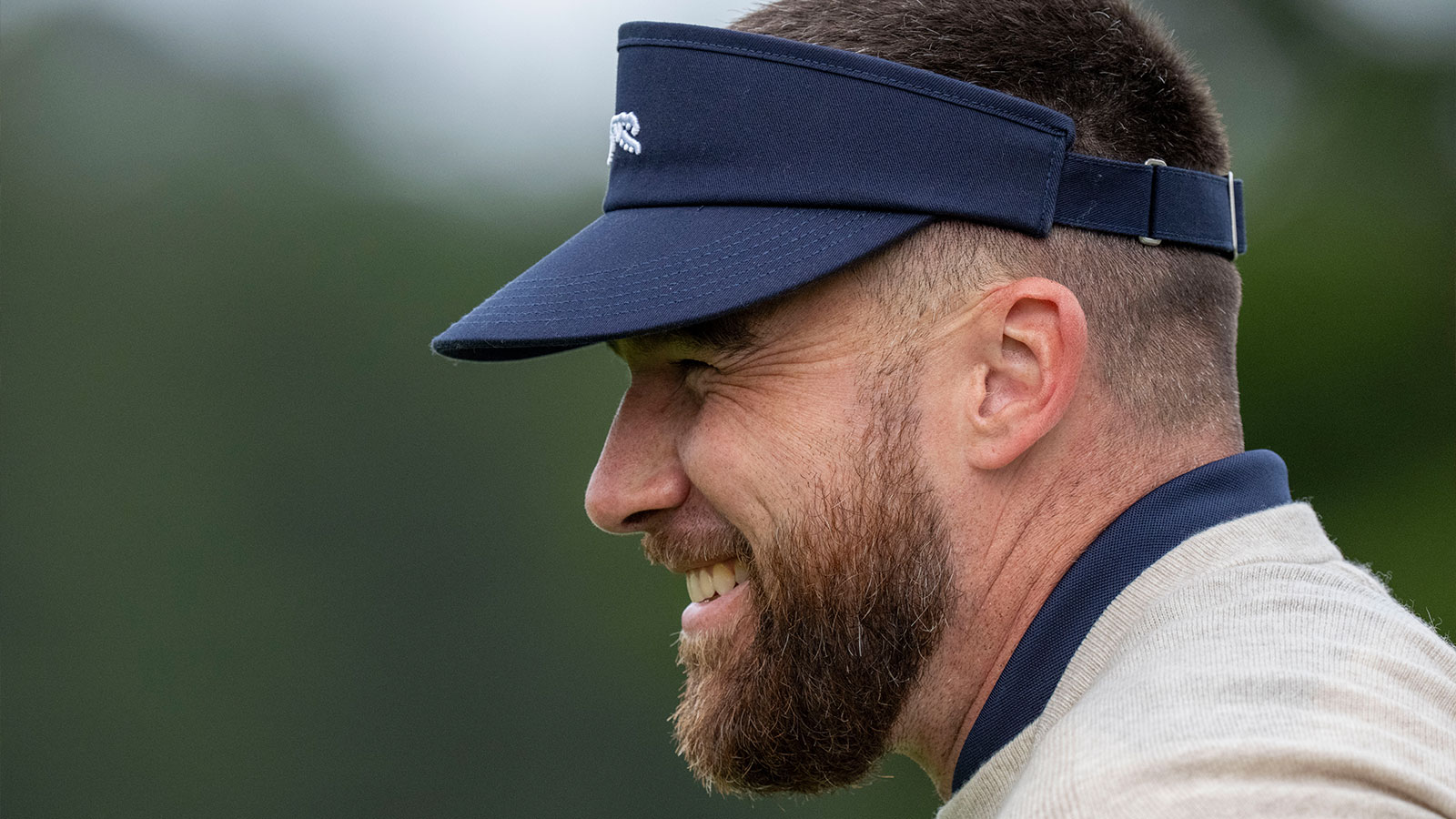 Kansas City Chiefs tight end Travis Kelce smiles on the second hole during the second round of the AT&T Pebble Beach Pro-Am golf tournament at Pebble Beach Golf Links
