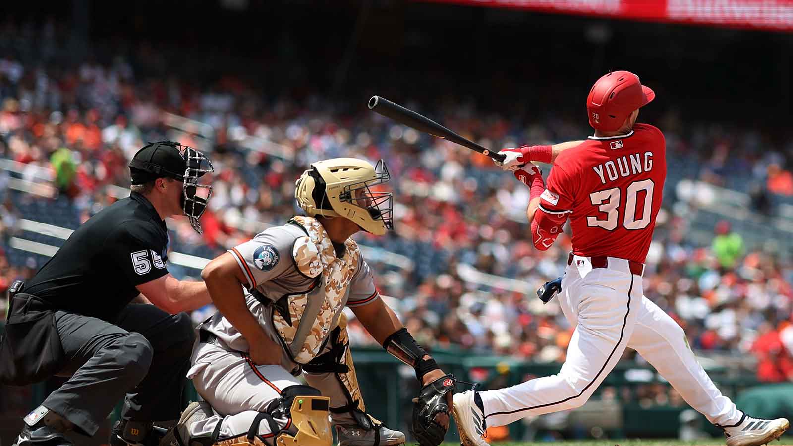 Nationals' Jacob Young exits Mets game after taking 93 mph fastball to ribs