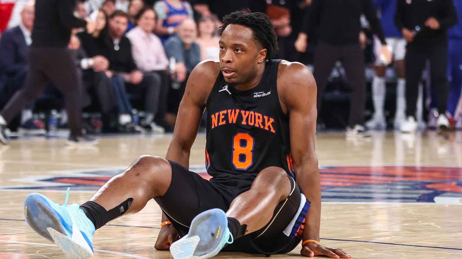 New York Knicks forward Og Anunoby (8) during game five of the second round of the 2026 NBA Playoffs at Madison Square Garden
