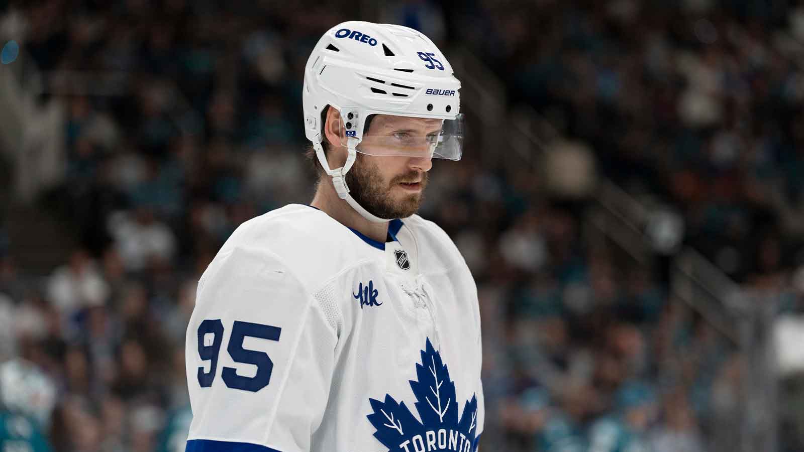 Toronto Maple Leafs defenseman Oliver Ekman-Larsson (95) during the first period against the San Jose Sharks at SAP Center at San Jose. 