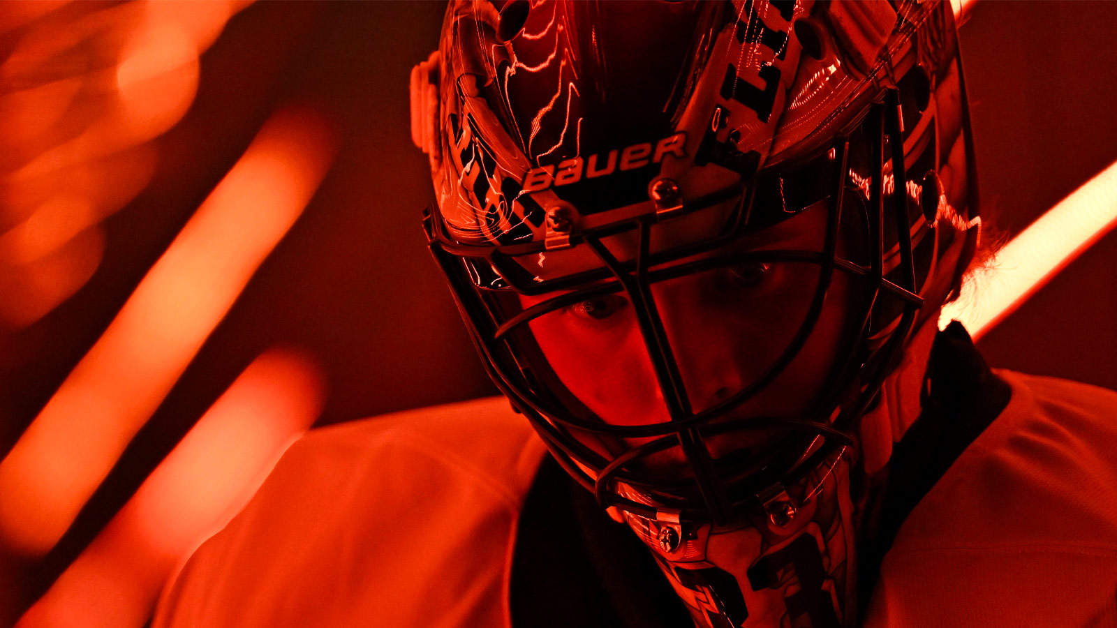 Philadelphia Flyers goaltender Samuel Ersson (33) in the tunnel against the Chicago Blackhawks at Xfinity Mobile Arena.