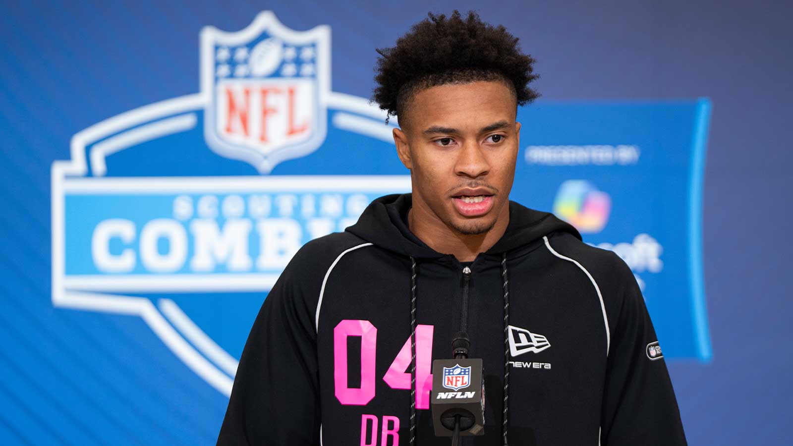 South Carolina defensive back Brandon Cisse speaks to members of the media during the NFL Combine.