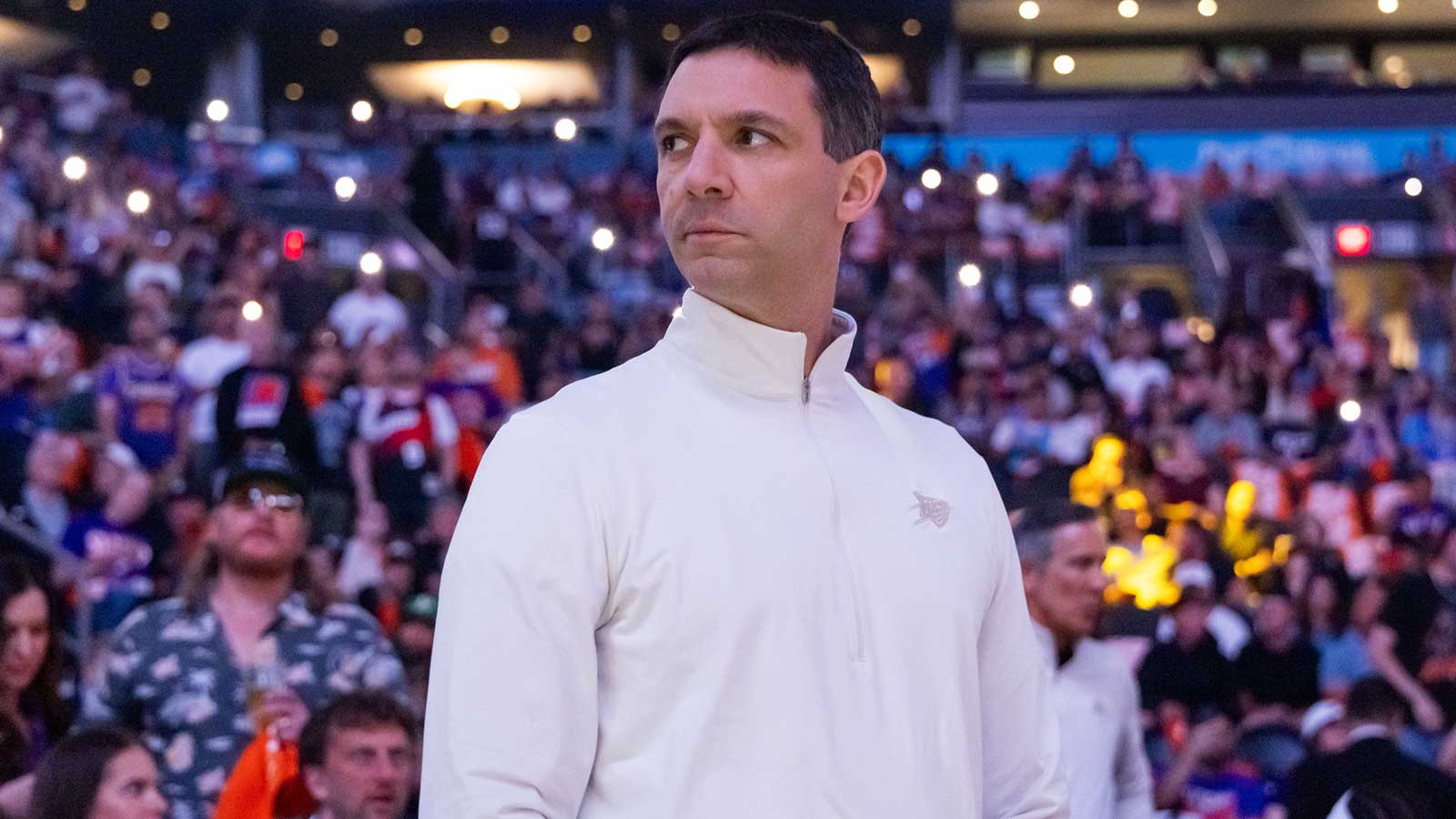 Thunder head coach Mark Daigneault against the Phoenix Suns during game four of the first round of the 2026 NBA Playoffs at Mortgage Matchup Center