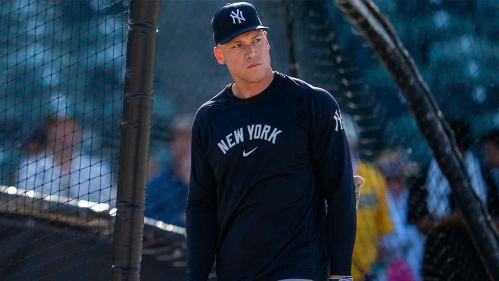 New York Yankees right fielder Aaron Judge (99) during batting practice before the start of the game against the Athletics at Sutter Health Park.