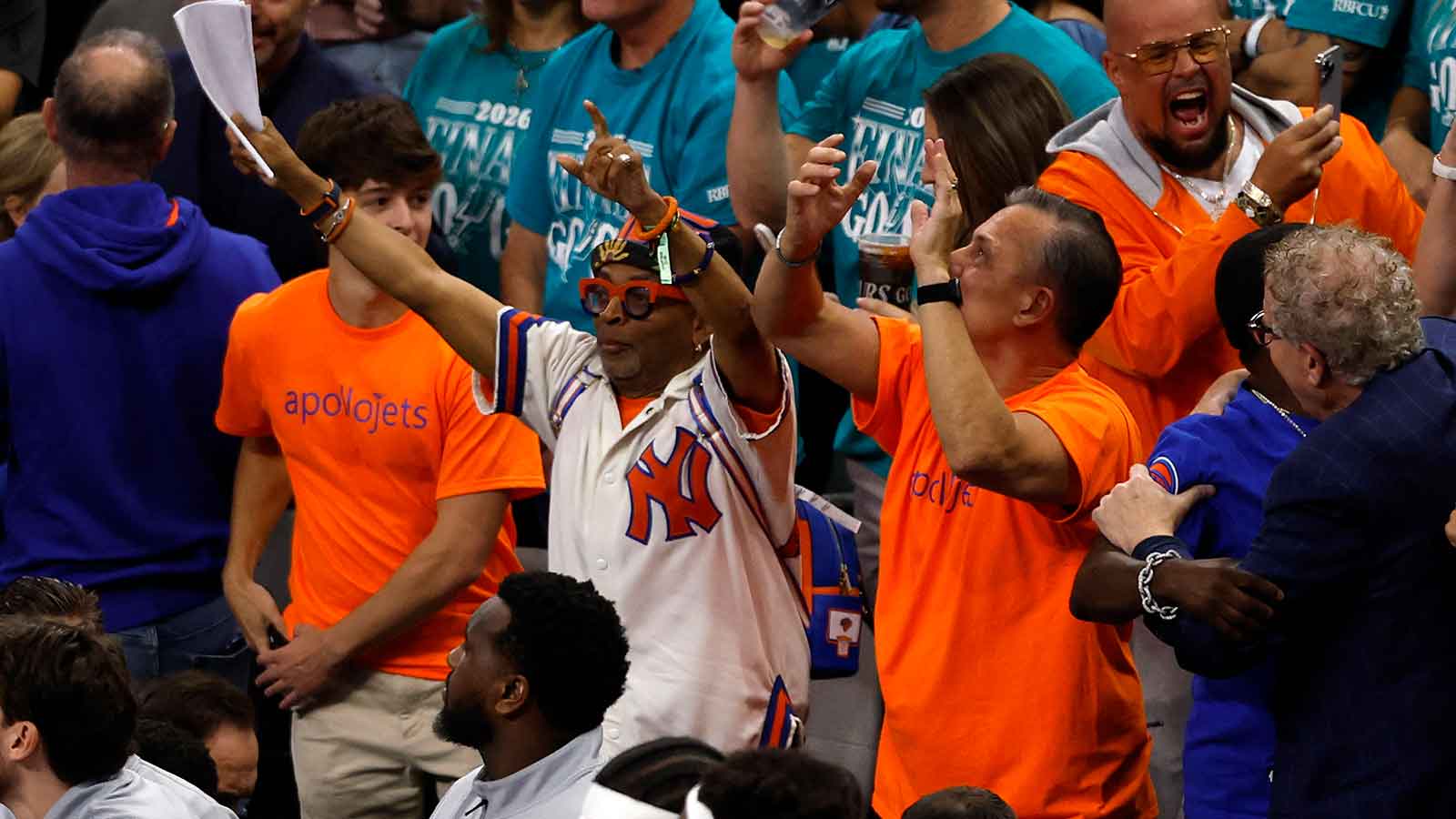 Actor Spike Lee cheers his beloved Knicks