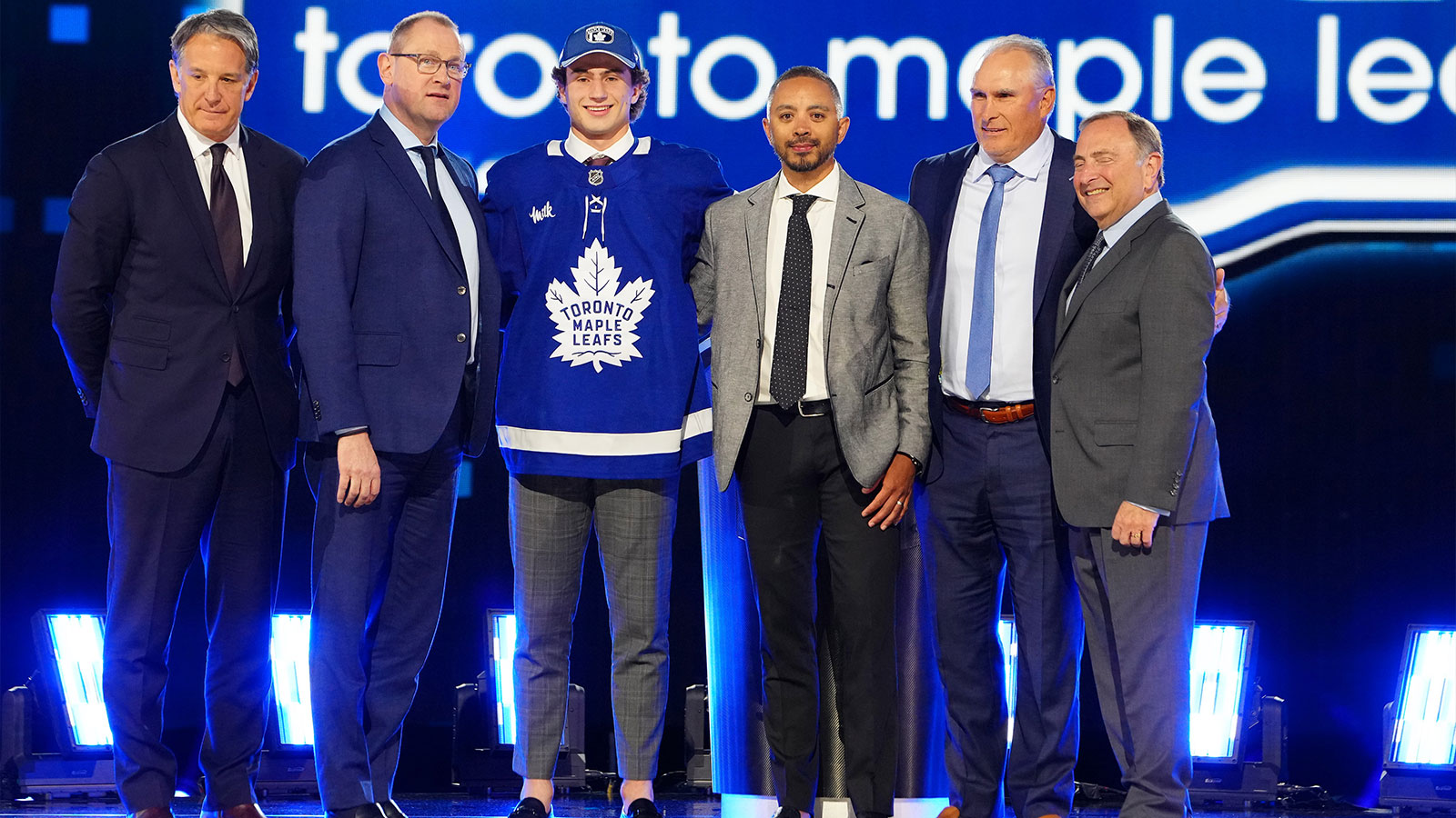 Ben Danford is selected by the Toronto Maple Leafs with the 31st overall pick in the first round of the 2024 NHL Draft at The Sphere.