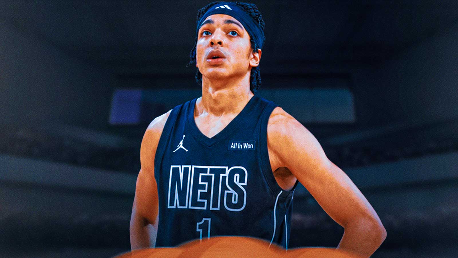 Mikel Brown Jr. in a Nets uniform