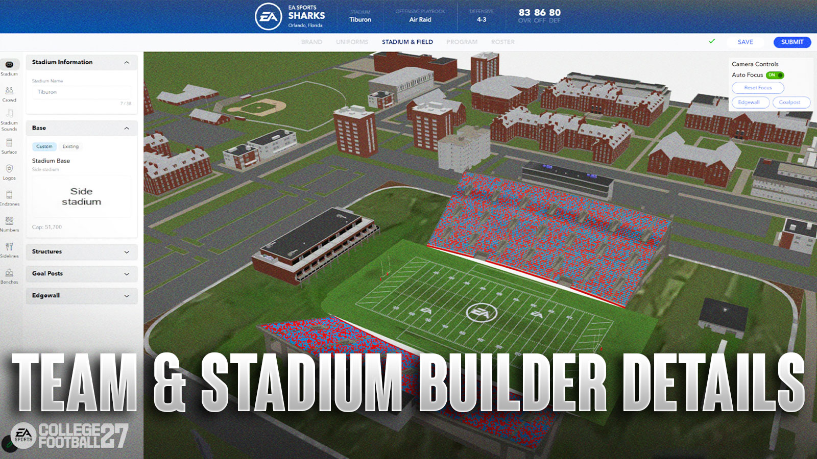 College Football 27 Team Builder Includes New Stadium Builder