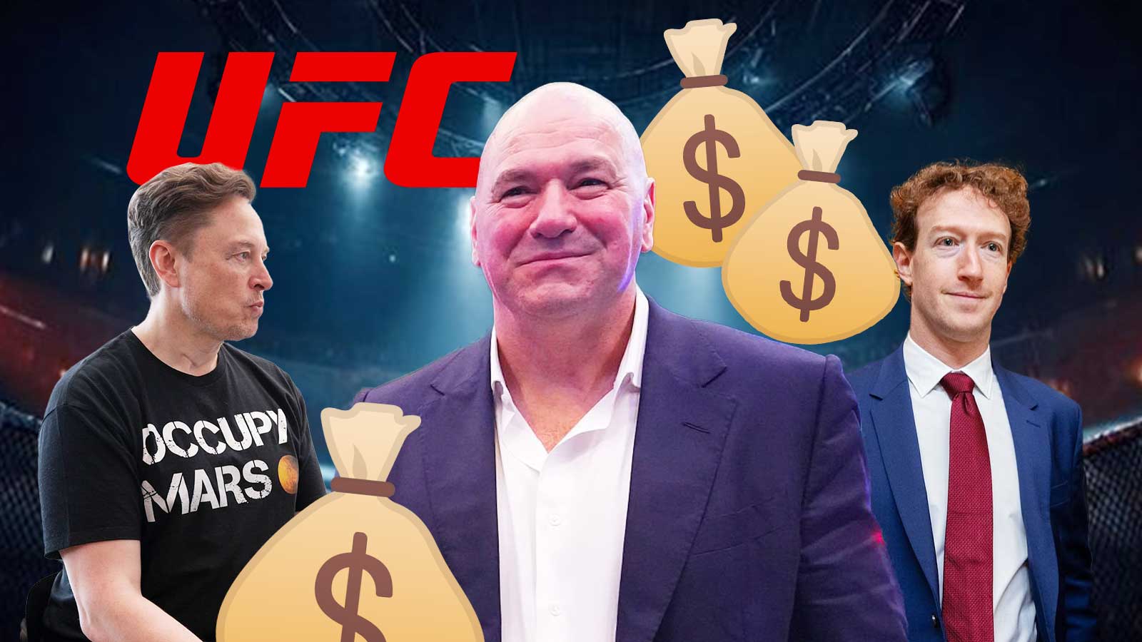 Dana White, Mark Zuckerberg, Elon Musk, UFC logo
