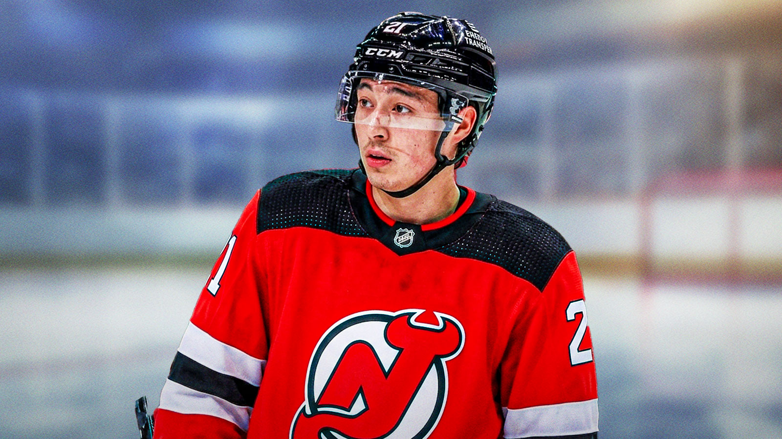 Jason Robertson in a Devils Jersey.