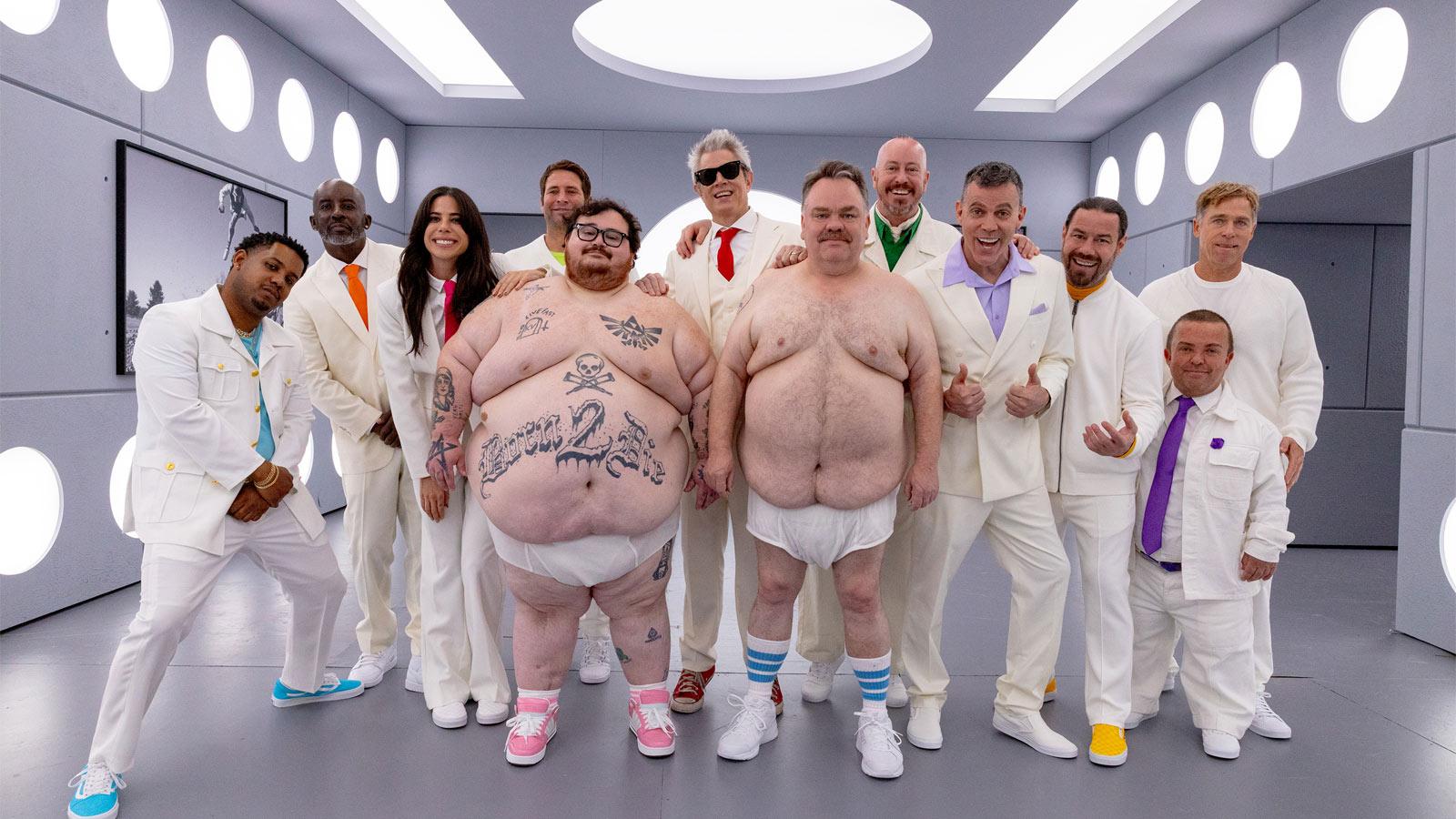 Jackass crew on the new movie set.