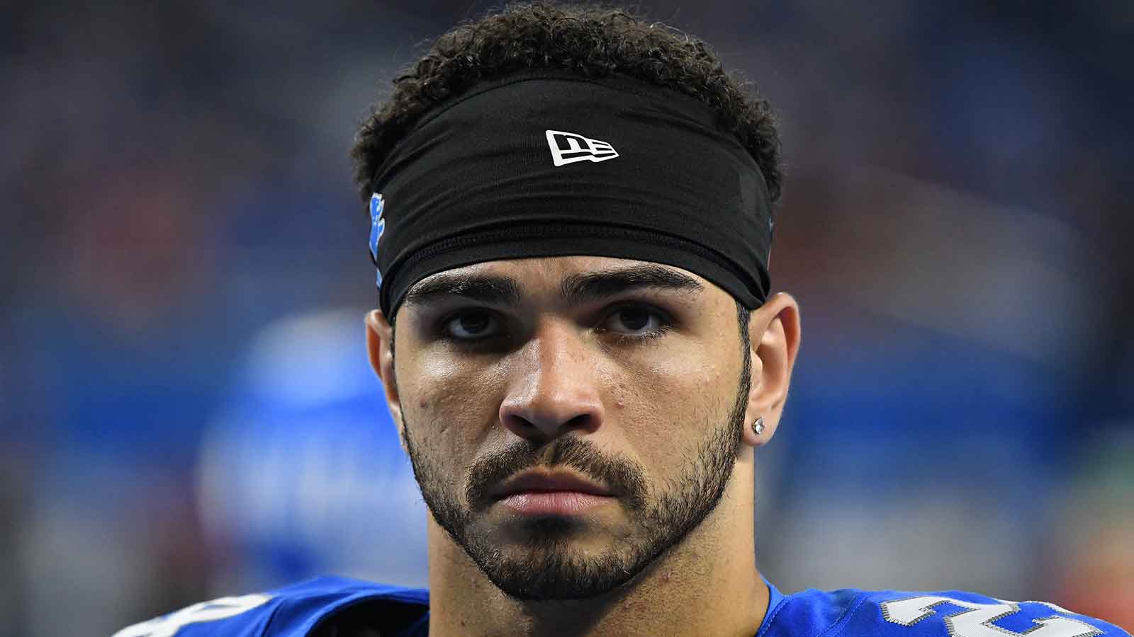 Detroit Lions safety Loren Strickland (24) looks on before their game against the Tampa Bay Buccaneers at Ford Field.