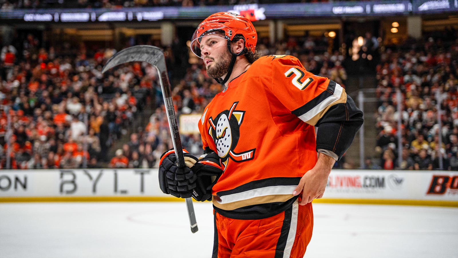 Anaheim Ducks center Mason McTavish (23) during the second period against the Vegas Golden Knights in game four of the second round of the 2026 Stanley Cup Playoffs at Honda Center.