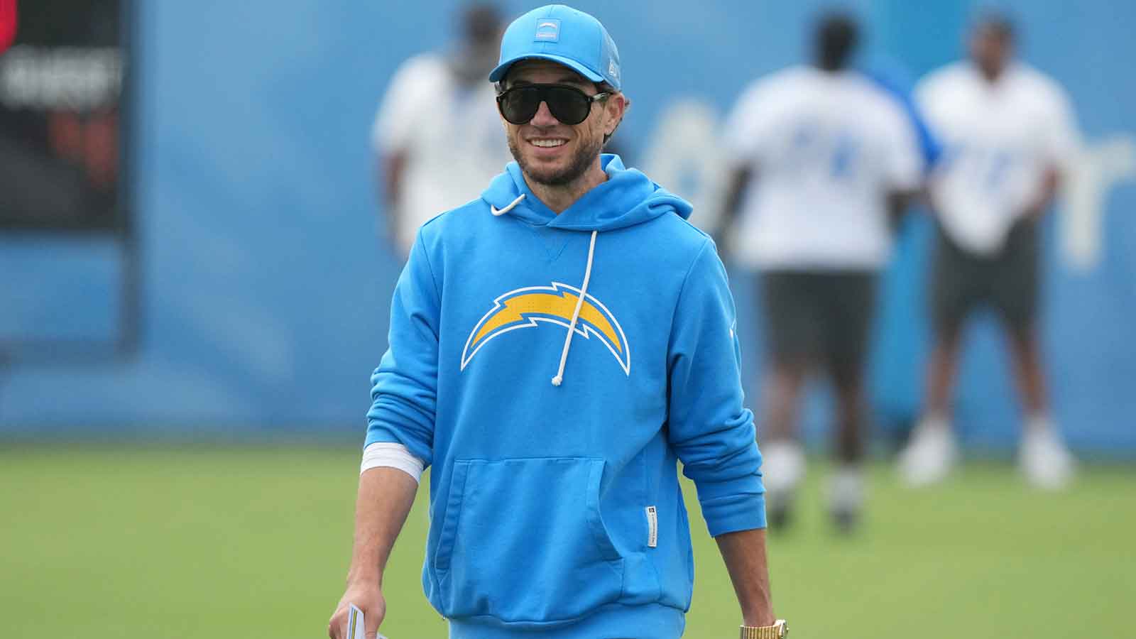 Los Angeles Chargers offensive coordinator Mike McDaniel during offseason workouts at The Bolt.