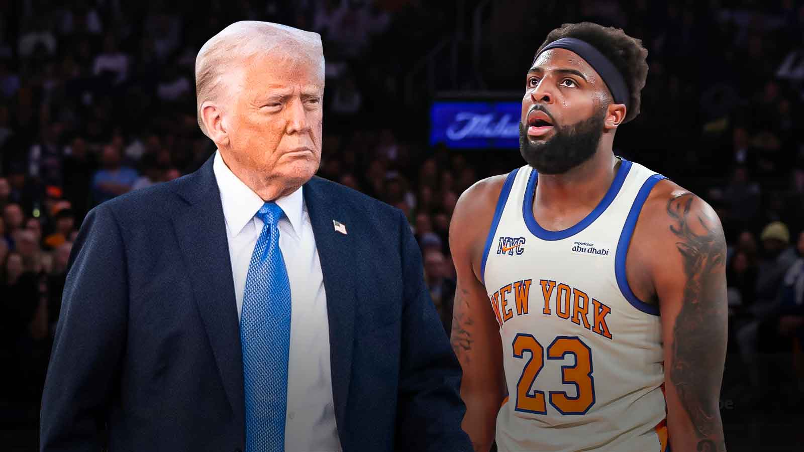 Mitchell Robinson reacts to Donald Trump attending Game 3 of NBA Finals