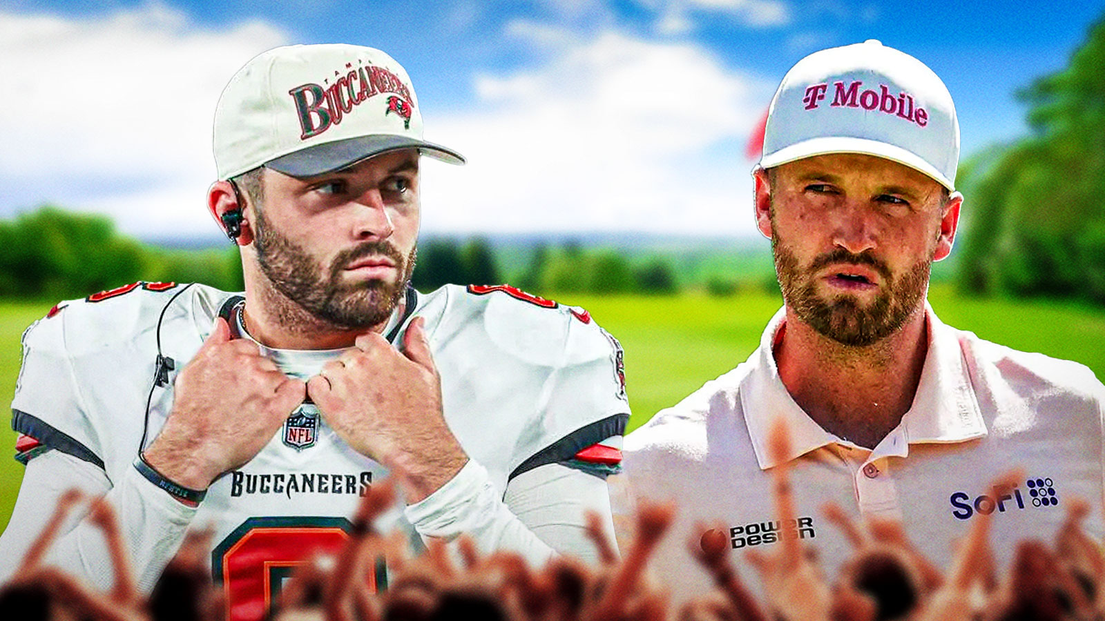 Baker Mayfield and PGA Tour golfer Wyndham Clark.