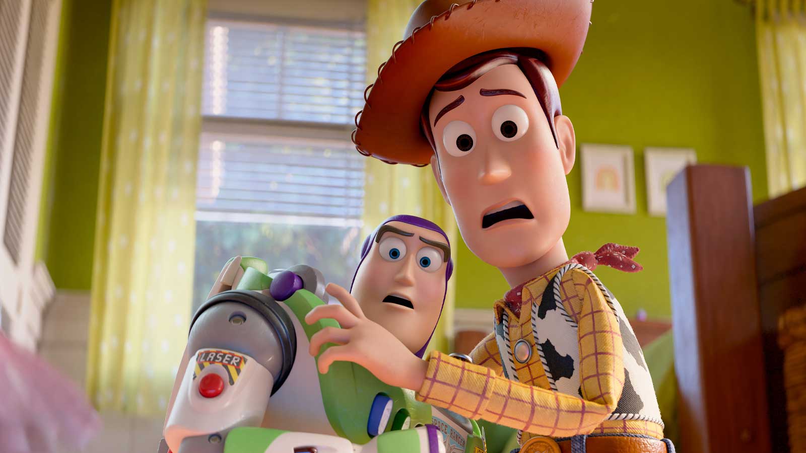 Buzz Lightyear (Tim Allen) and Woody (Tom Hanks) in Toy Story 5.