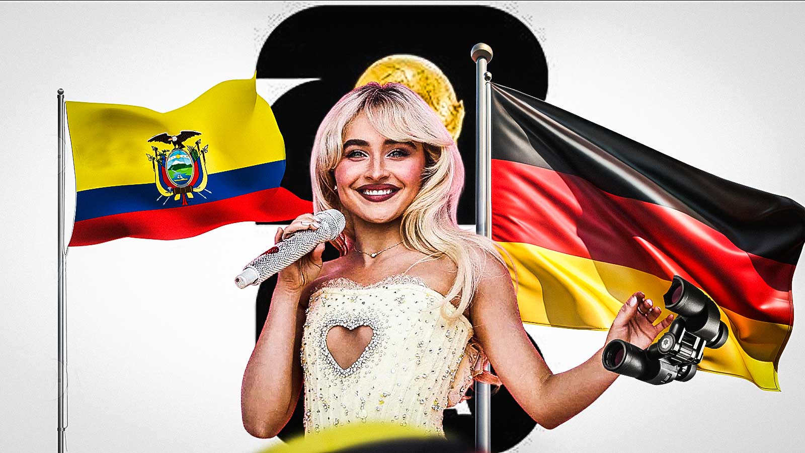 Sabrina Carpenter needed binoculars during appearance at Ecuador-Germany World Cup match