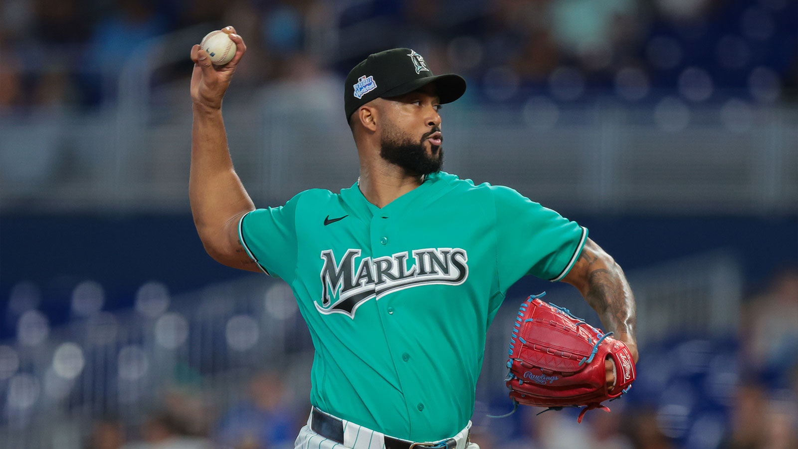 Miami Marlins starting pitcher Sandy Alcantara (22) delivers a pitch against the Tampa Bay Rays during the first inning at loanDepot Park. 