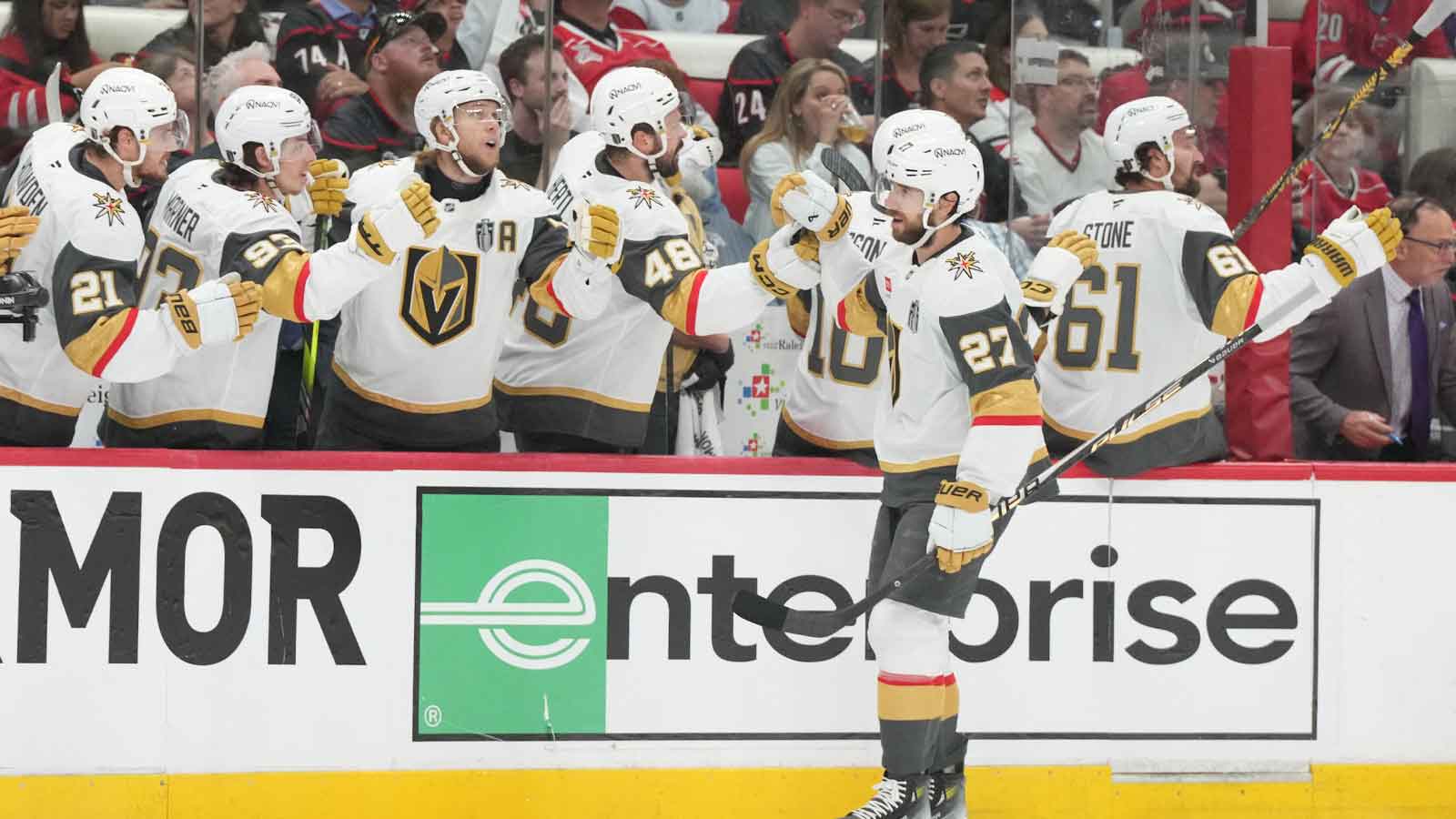 Shea Theodore toasts Golden Knights for weathering early ‘storm’ in Game 1