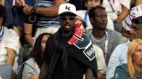 Sports agent Rich Paul looks on in the second half of the men’s basketball quarterfinal game between the United States and Brazil during the Paris 2024 Olympic Summer Games at Accor Arena.