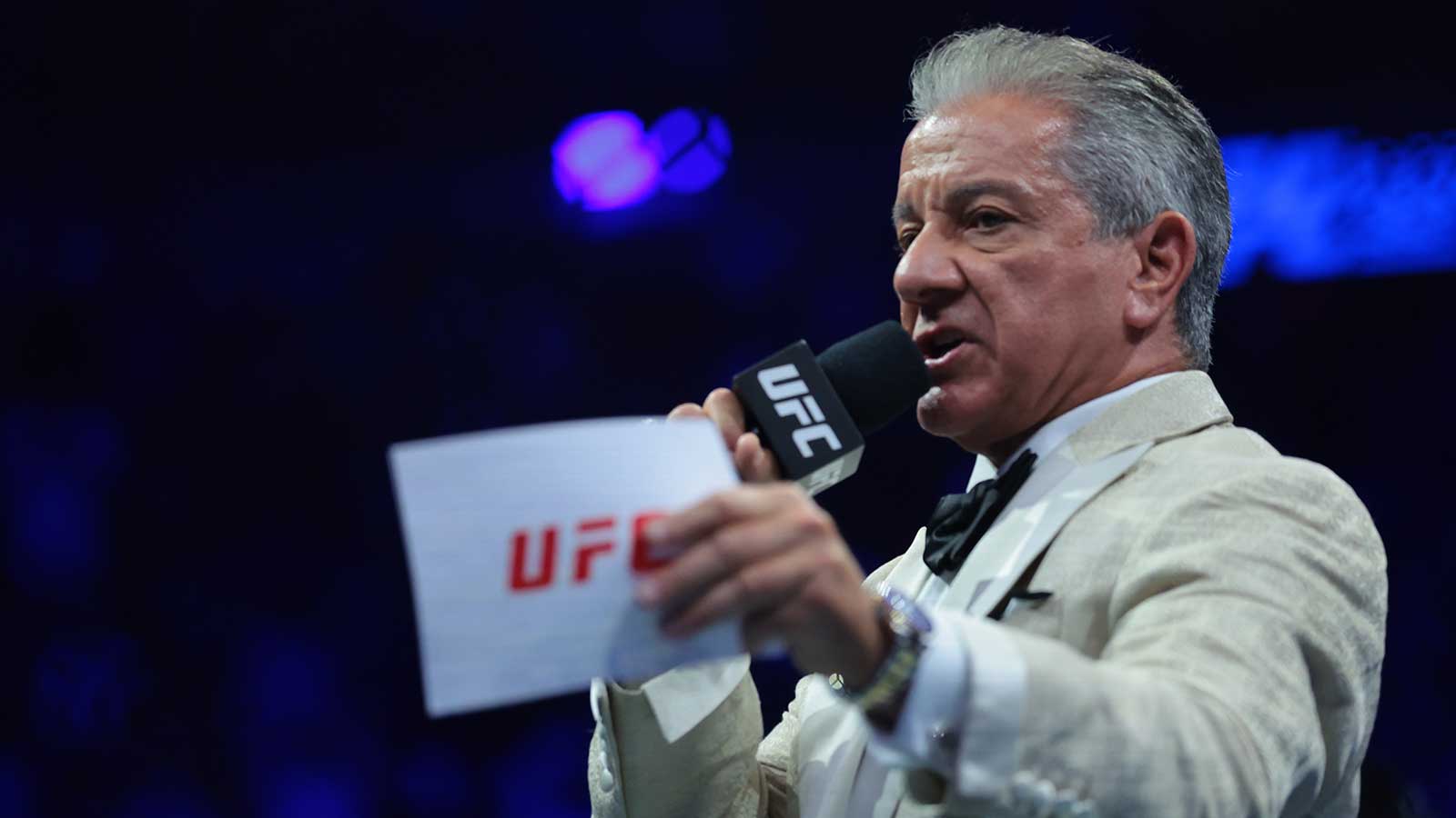 UFC announcer Bruce Buffer before the fight between Jiri Prochazka and Carlos Ulberg