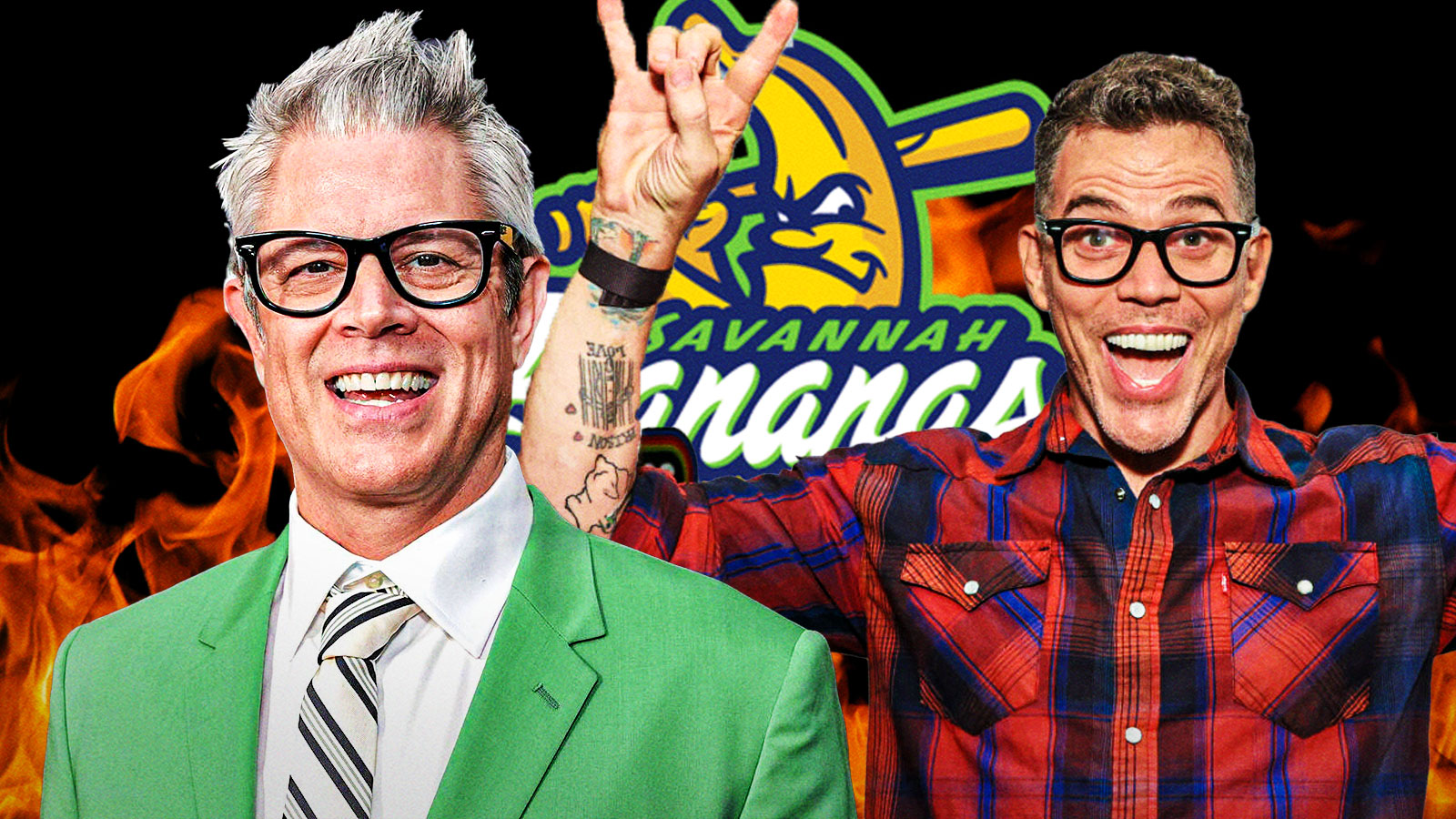 Jackass stars Johnny Knoxville, Steve-O were literally on fire during Savannah Bananas appearance