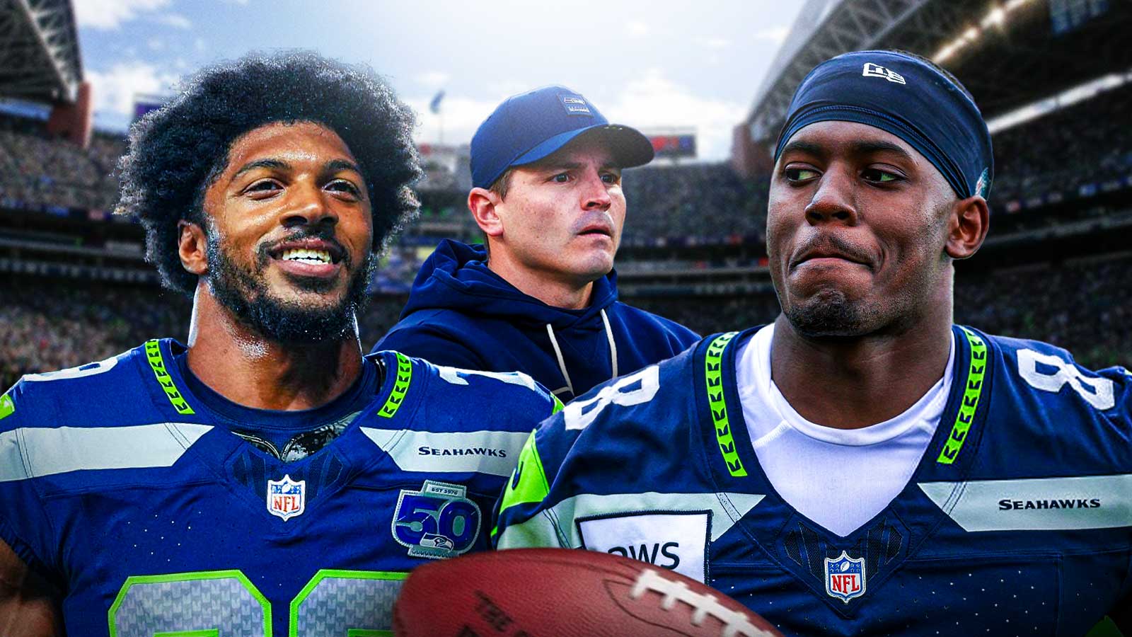 Seahawks HC Mike Macdonald, RB Jadarian Price and CB Josh Jobe
