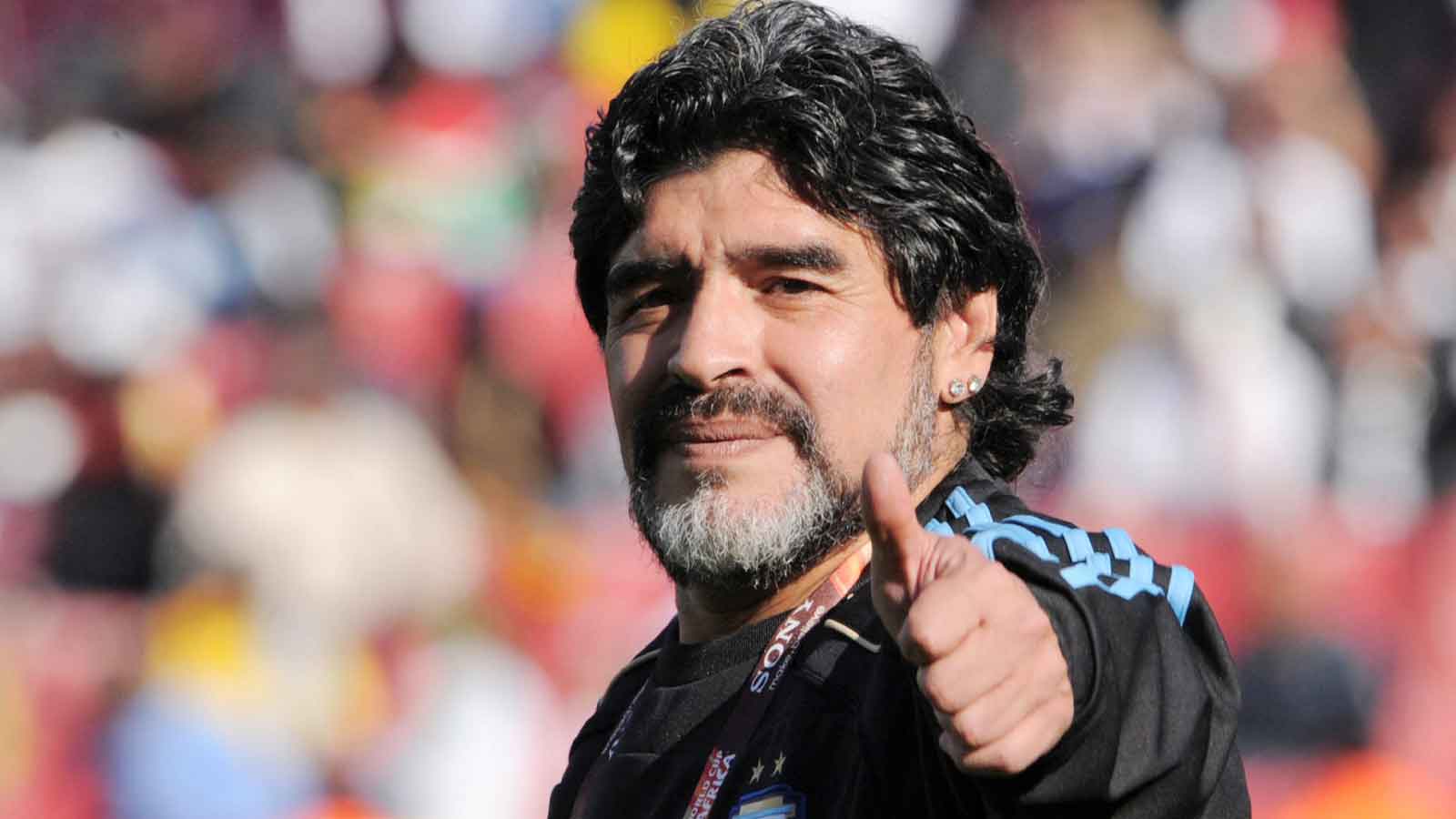 Argentina head coach Diego Maradona before group B play against Nigeria at Ellis Park Stadium. 
