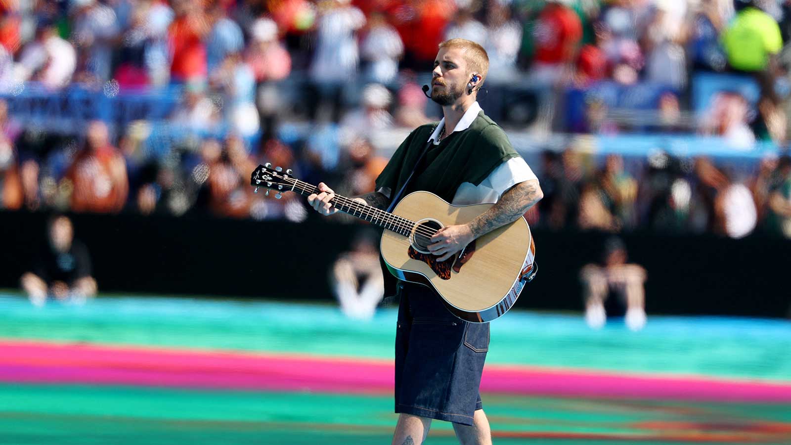 Justin Bieber performs during the half time show