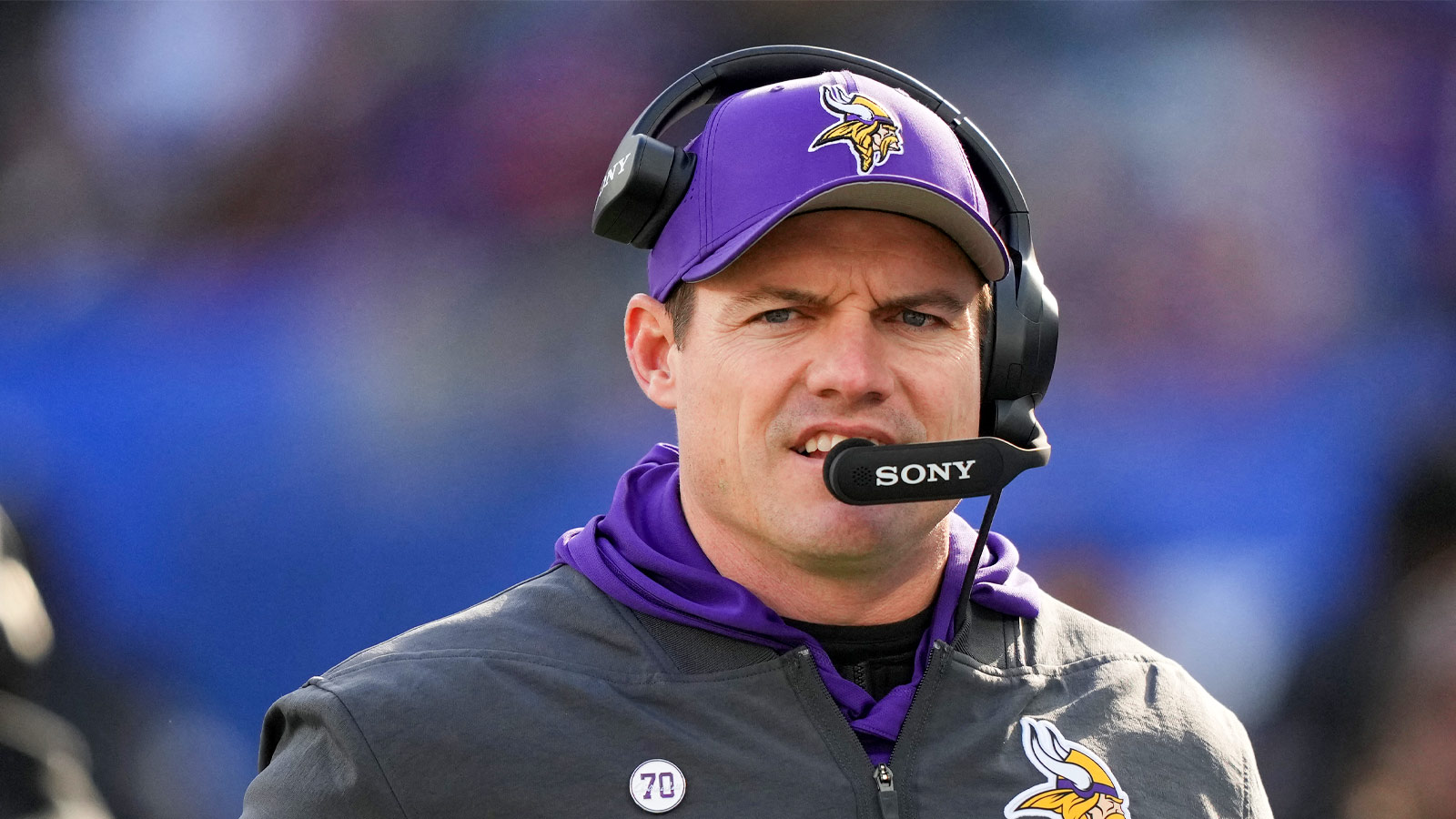 Minnesota Vikings head coach Kevin O'Connell during the first half at MetLife Stadium..