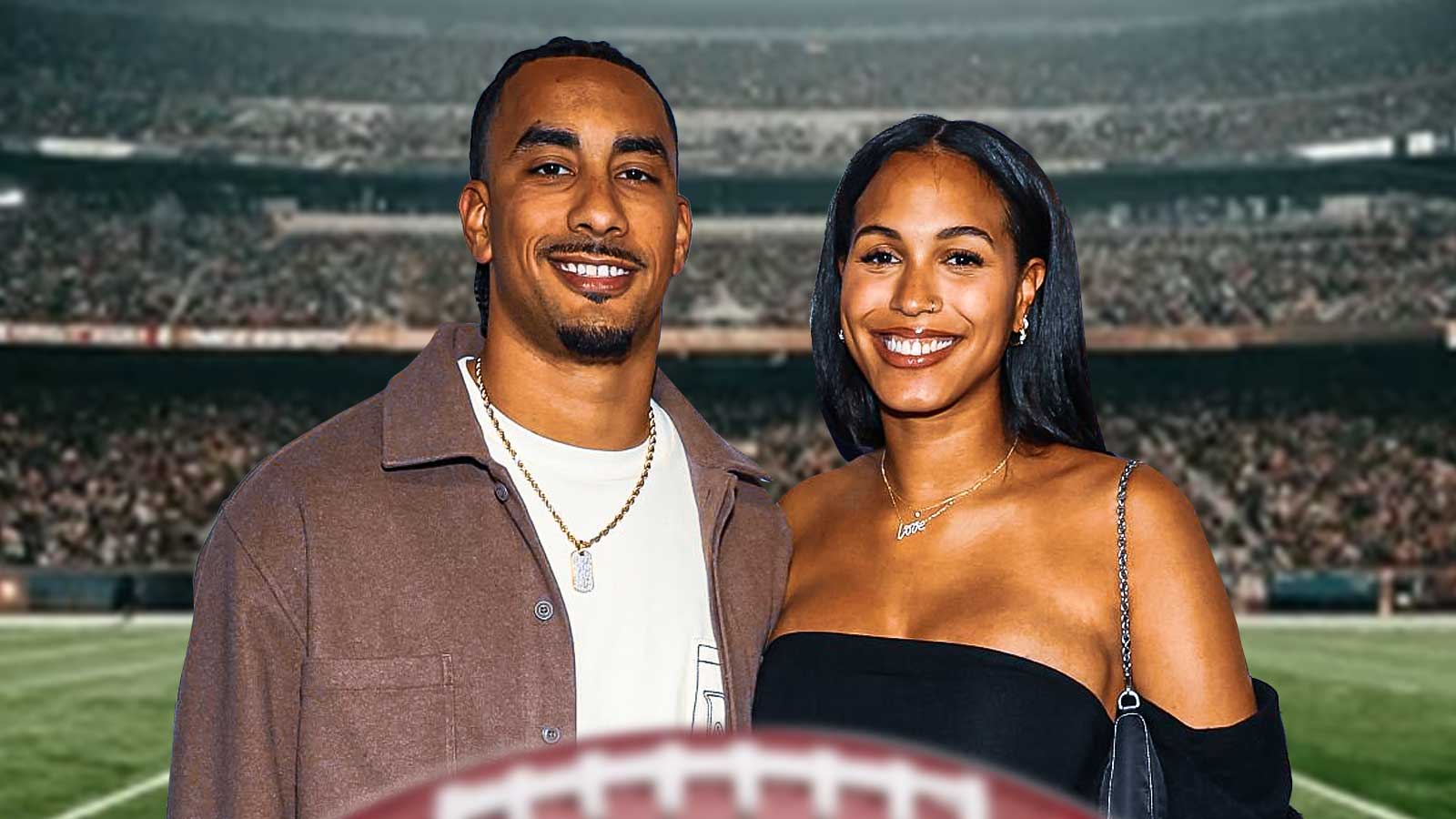 Ronika Stone Love supports Jordan Love with their daughter at training camp