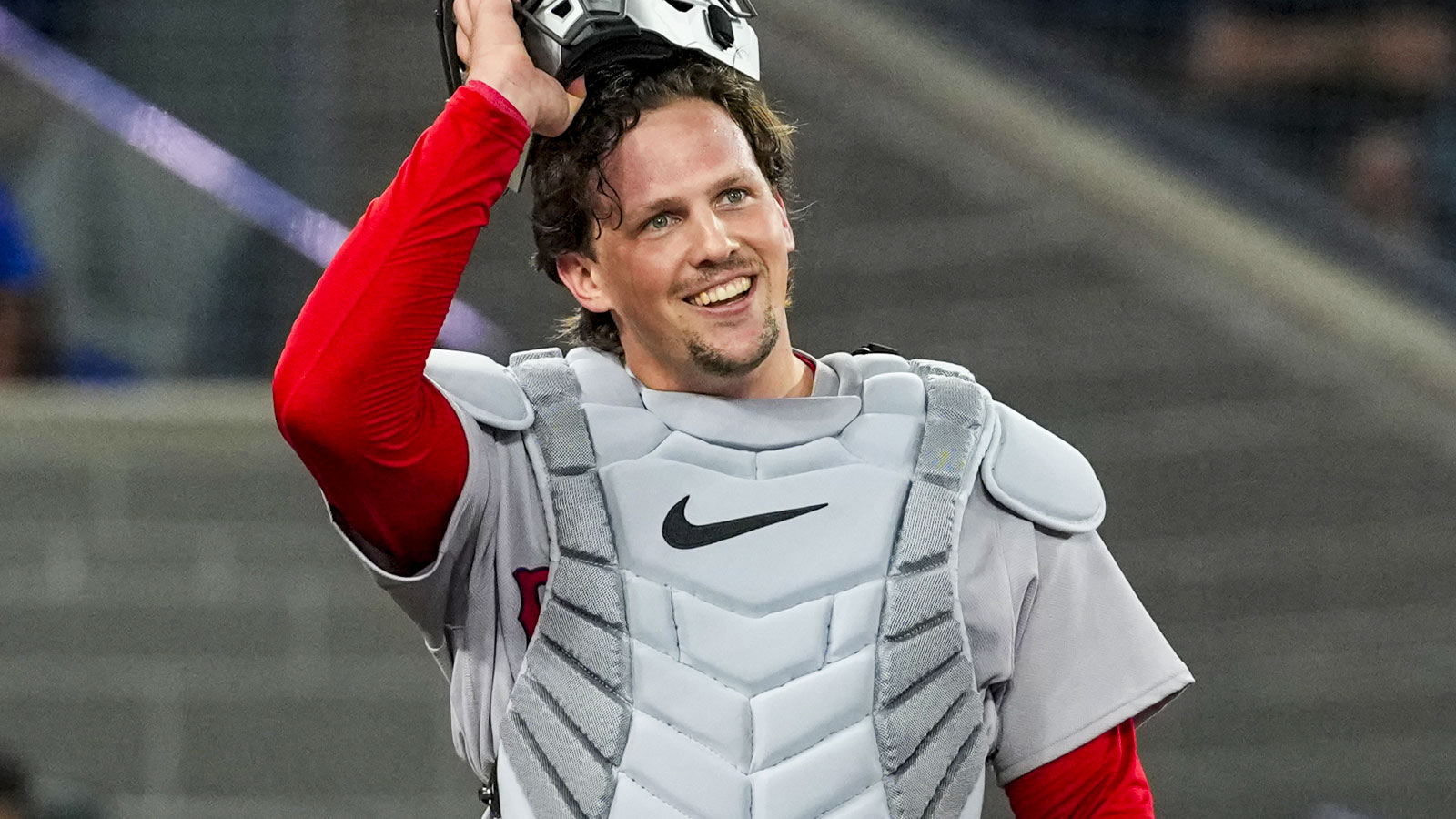 Aug 12, 2026; Toronto, Ontario, CAN; Boston Red Sox catcher Adley Rutschman (31) looks on against the Toronto Blue Jays during the fifth inning at Rogers Centre. Mandatory Credit: Kevin Sousa-Imagn Images