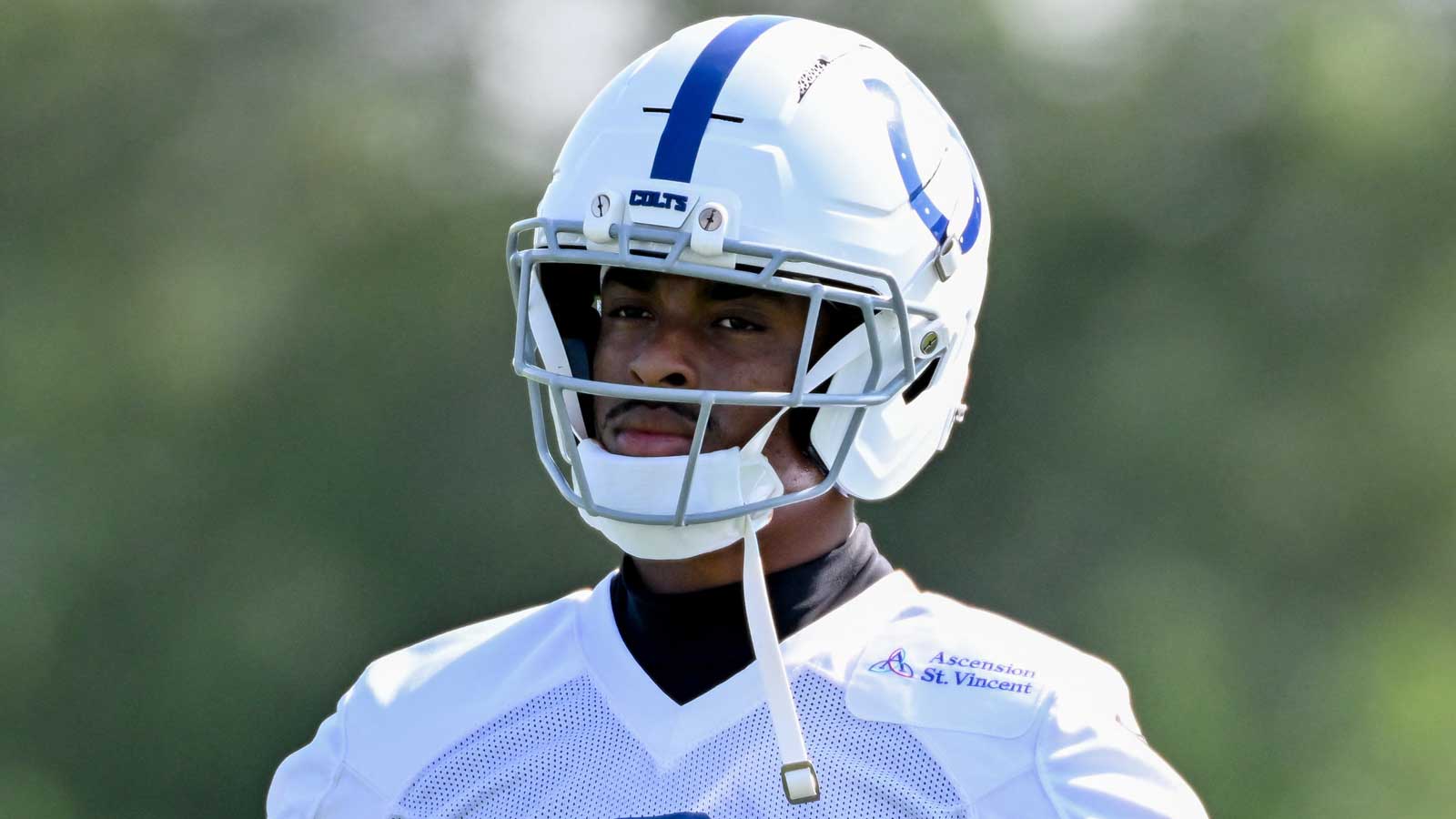 Indianapolis Colts wide receiver Josh Downs (2) is seen on day three of training camp at Grand Park Sports Campus.