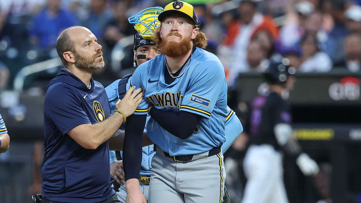 Brewers’ Dustin May exits vs. Mets after injury scare on 1st pitch of game