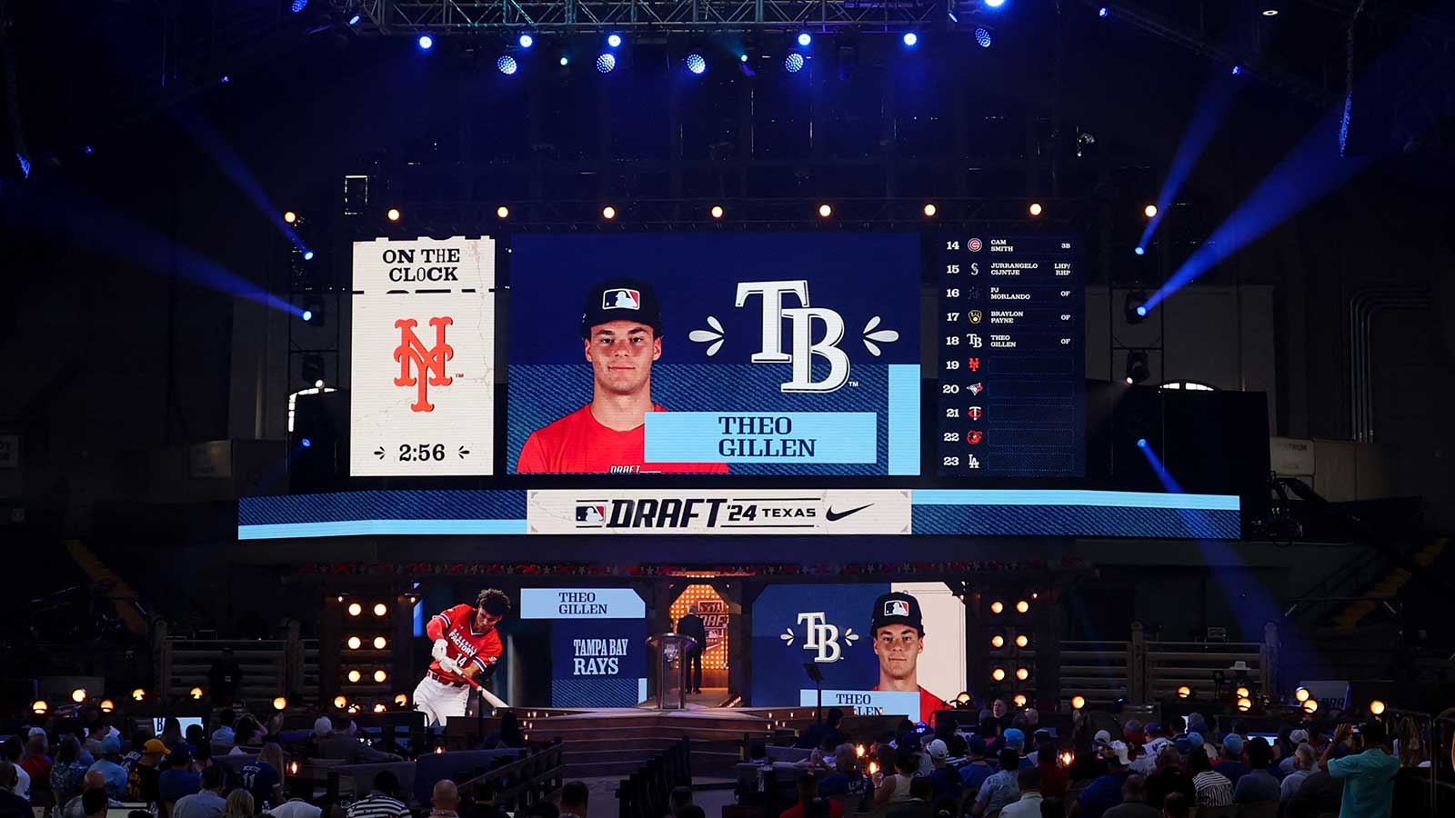 Theo Gillen is drafted by the Tampa Bay Rays with the 18th pick during the first round of the MLB Draft at Cowtown Coliseum. 