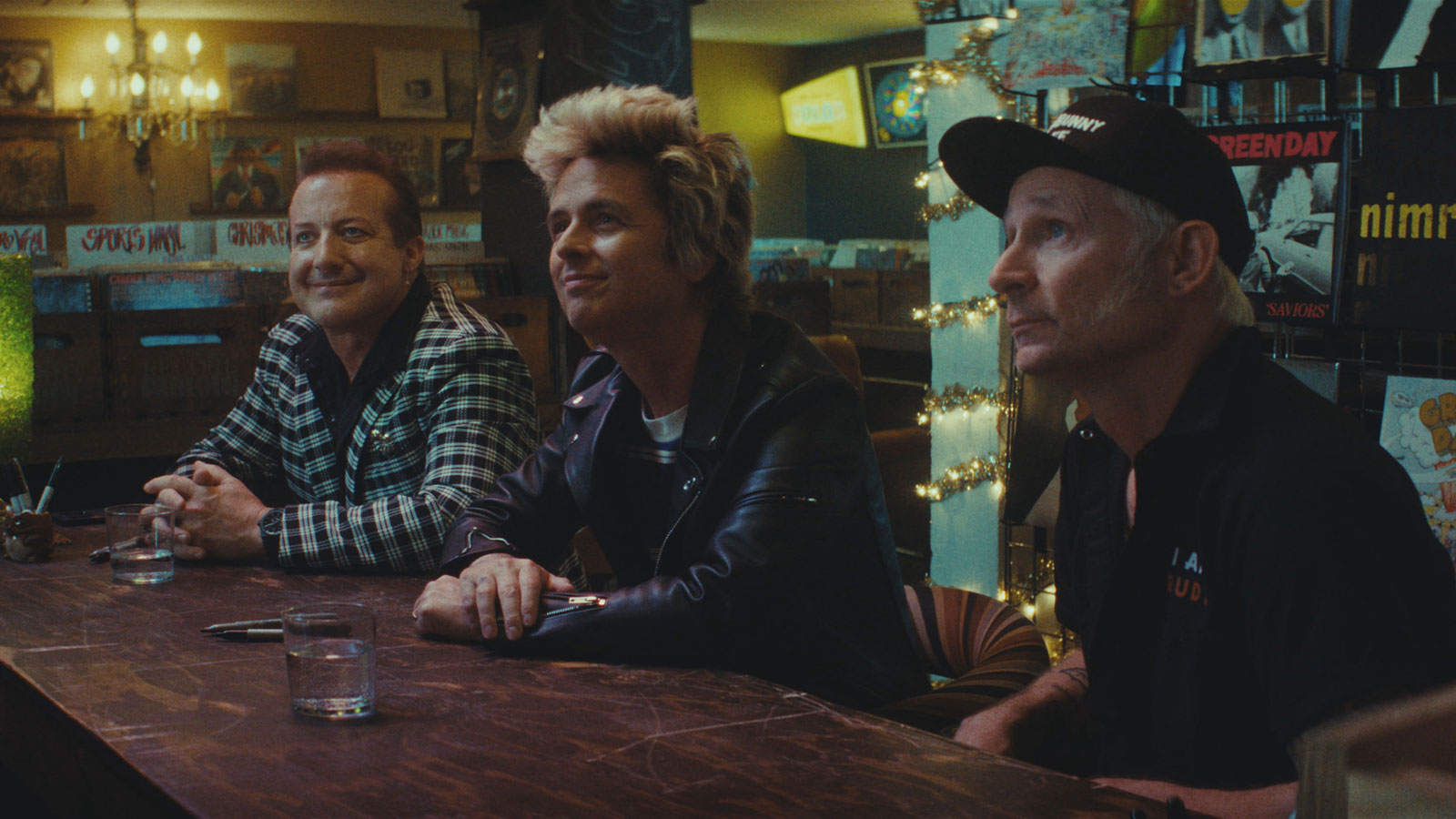 Green Day members Mike Dirnt, Billie Joe Armstrong, and Tré Cool in the movie Nimrods.