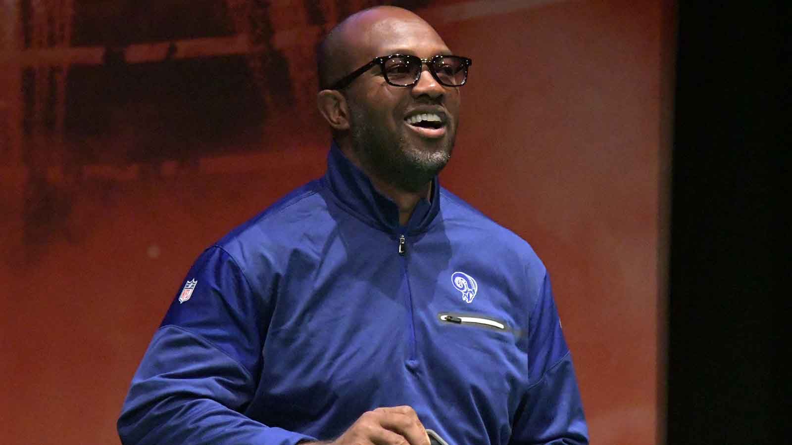 St. Louis Rams former receiver Torry Holt on stage during NFL UK Live at The Mermaid London.