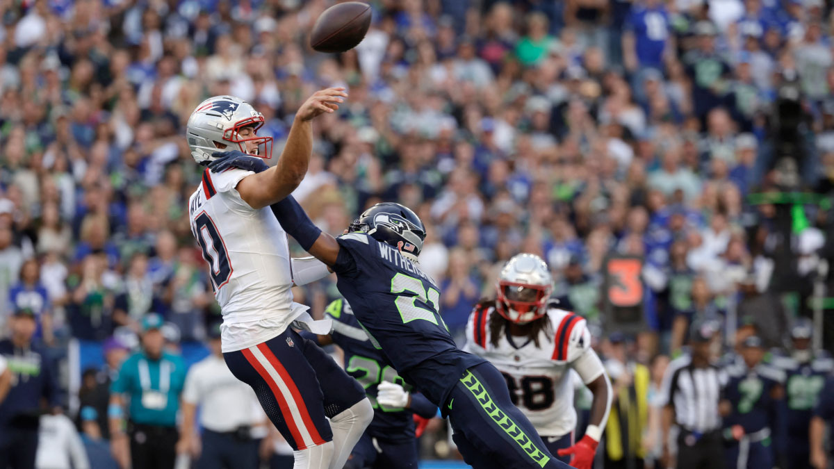 Come for Kevin Harlan's epic call of Josh Jobe intercepting Drake Maye, stay for Patriots coaches feeling all the sads