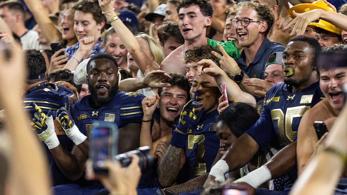 Notre Dame Fighting Irish celebrate Wisconsin win the Packers way
