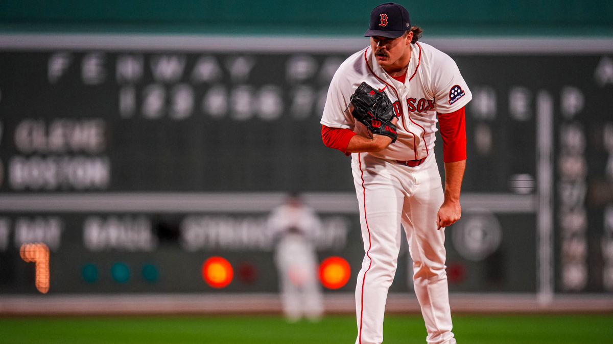 Boston Red Sox pitcher Payton Tolle (70) looks to throw a pitch against the Cleveland Guardians in the first inning at Fenway Park.