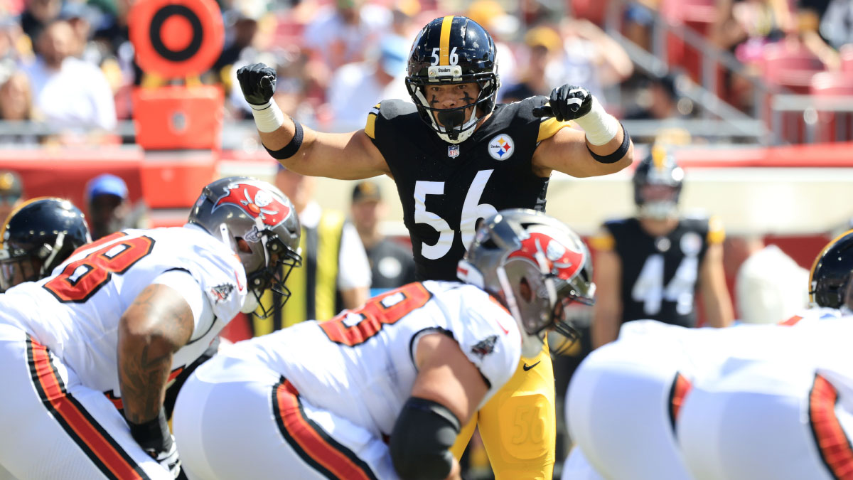 Pittsburgh Steelers linebacker Alex Highsmith (56) waits for the snap during the first quarter against the Tampa Bay Buccaneers at Raymond James Stadium.