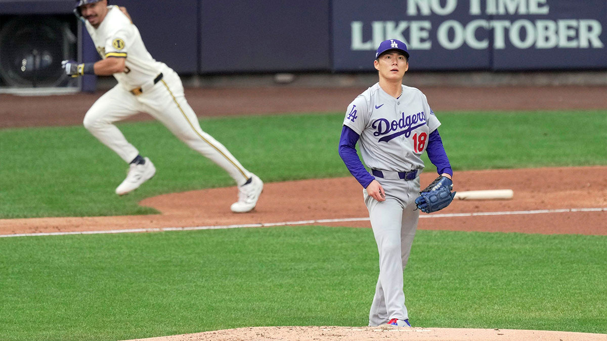Dodgers’ Yoshinobu Yamamoto seen blinking away tears after disaster Game 2 start