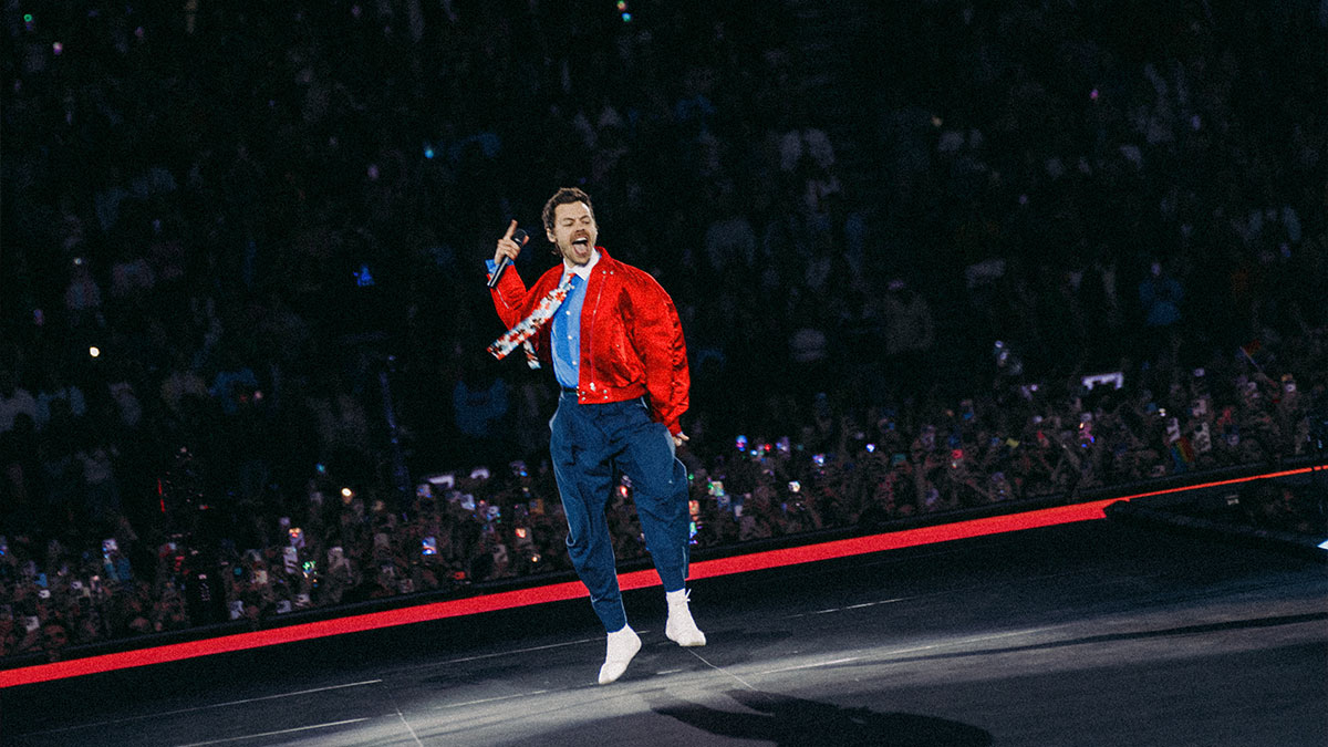 Harry Styles dancing during the Together, Together Tour.