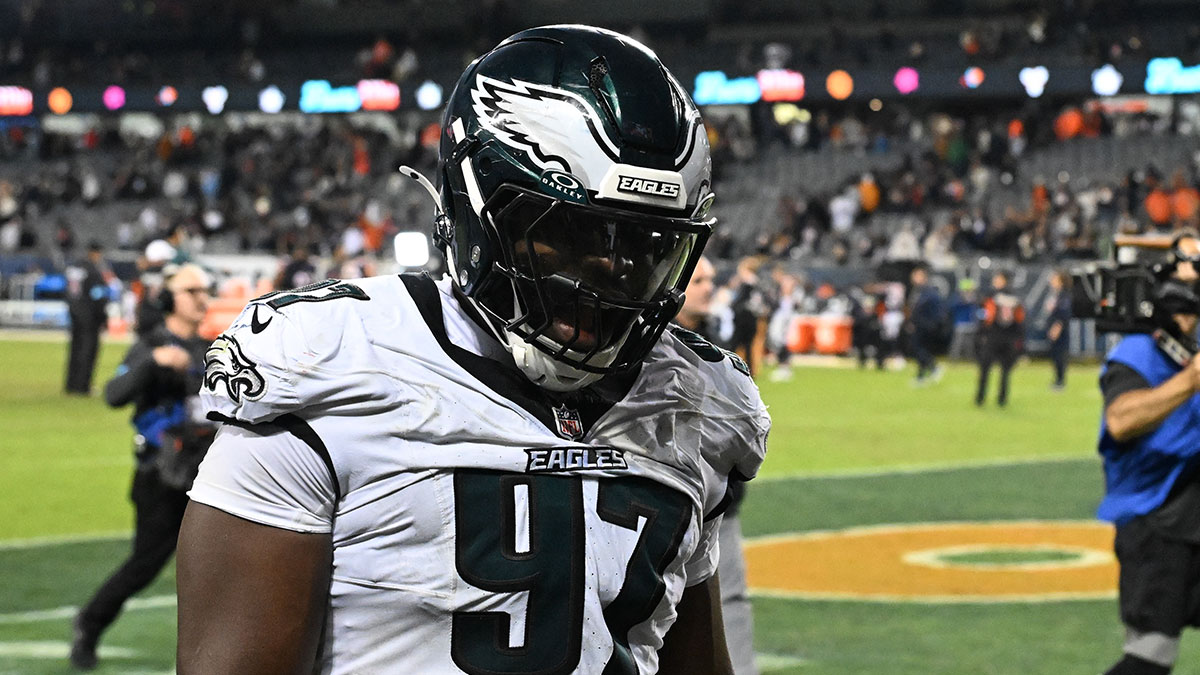Philadelphia Eagles defensive tackle Moro Ojomo (97) is seen against the the Chicago Bears at Soldier Field.