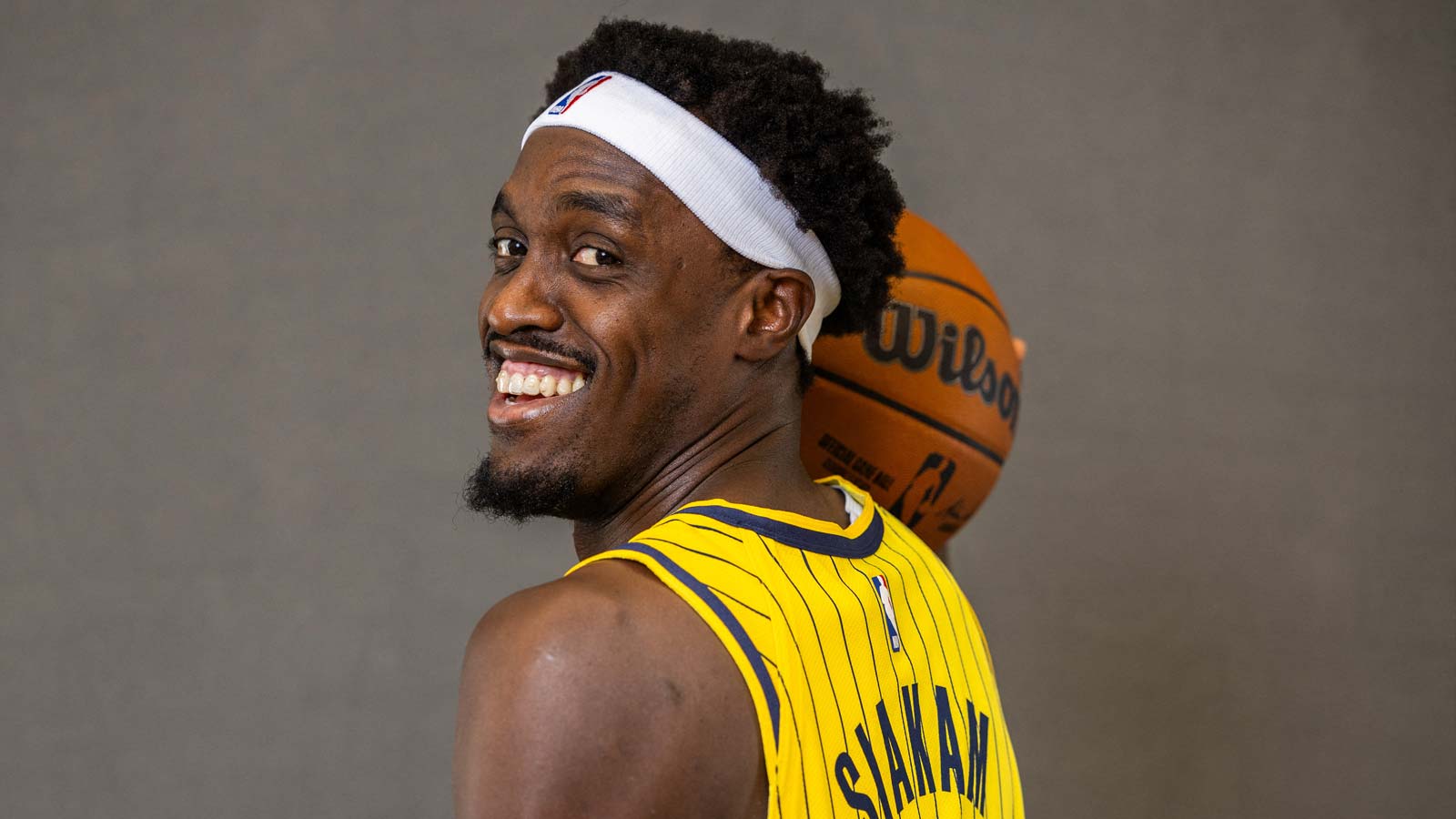 Indiana Pacers forward Pascal Siakam (43) poses for a photo during media day.